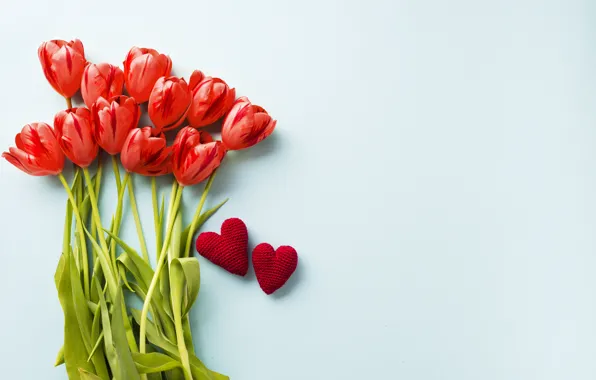 Picture flowers, hearts, bouquet, tulips