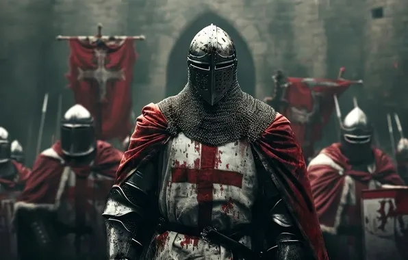 Picture knights, crusaders, AI art