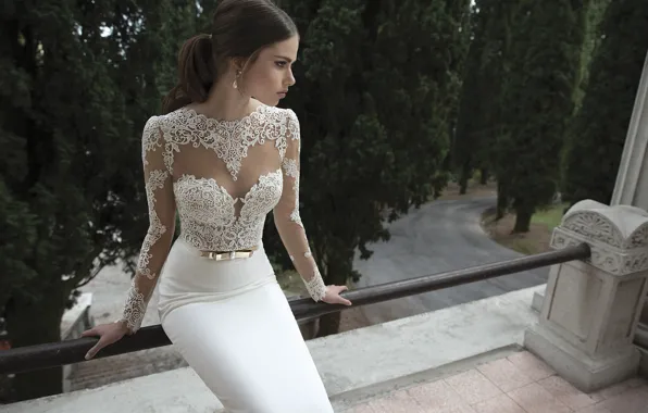 Picture look, girl, figure, dress, wedding