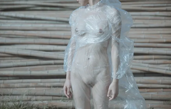 Girl, body, figure, cellophane