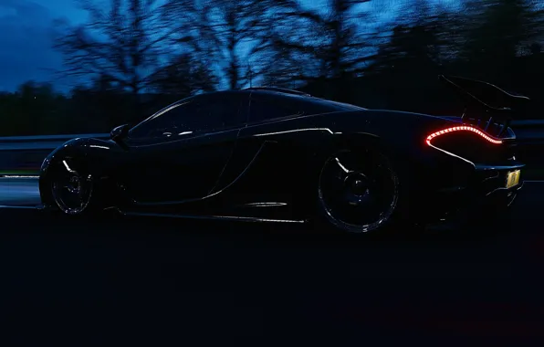 McLaren, HDR, Night, Trees, McLaren P1, UHD, Raindrops, P1