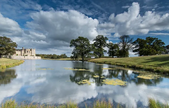 Picture river, castle, England, Hamsterley, Raby Castle