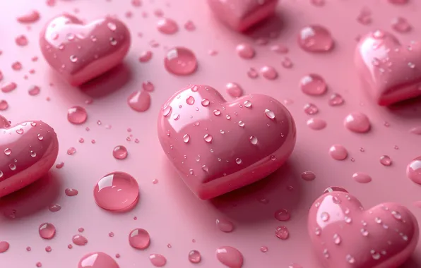 Drops, love, holiday, heart, heart, hearts, pink, heart