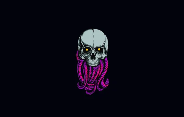 Minimalism, Skull, Style, Background, Art, Art, Tentacles, Style