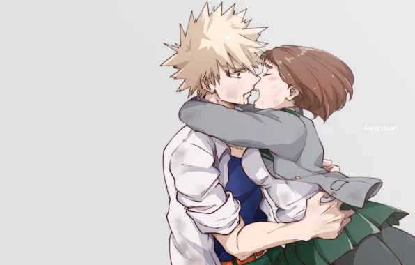 Romance, hugs, My hero Academy, My Hero Academia, Boku No Hero Academy, Bakuga Katsuki, Uraraka, …