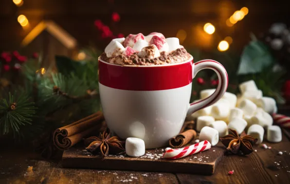 Christmas, candy, mug, Cup, sweets, New year, drink, dessert