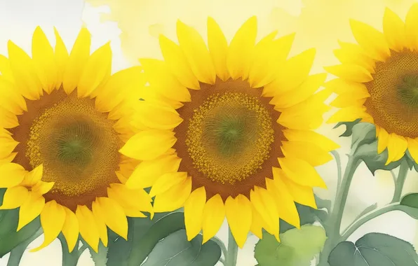 Flower, summer, sunflowers, flowers, yellow, green, gentle, green