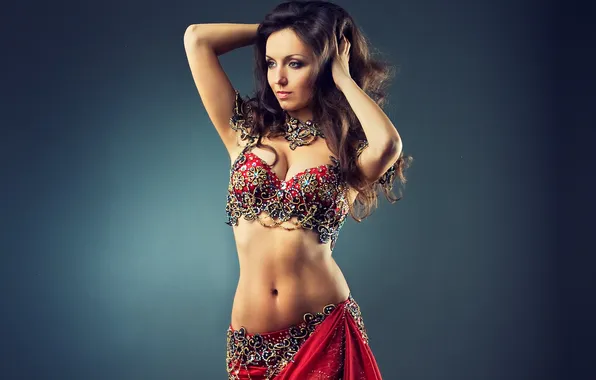 Look, girl, background, hair, hands, makeup, costume, dancer