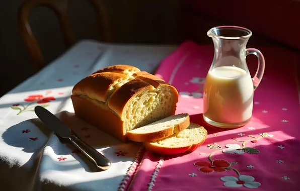 Bread, pitcher, AI art