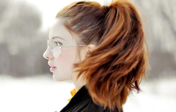 Girl, glasses, profile, Redhead, Ebba Zingmark