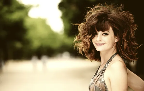 Girl, smile, Park, hairstyle