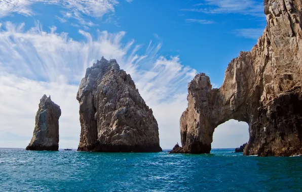 Sea, rocks, Mexico, arch, Los cabos arch