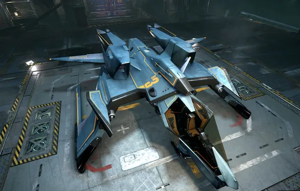Picture ship, Mustang, station, landing, Star Citizen