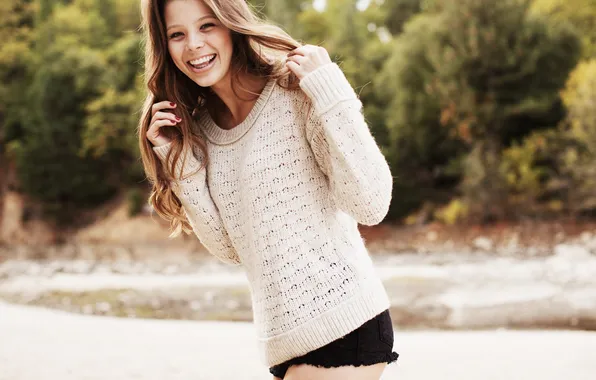 Picture look, girl, smile, mood, laughter, shorts, Taelor