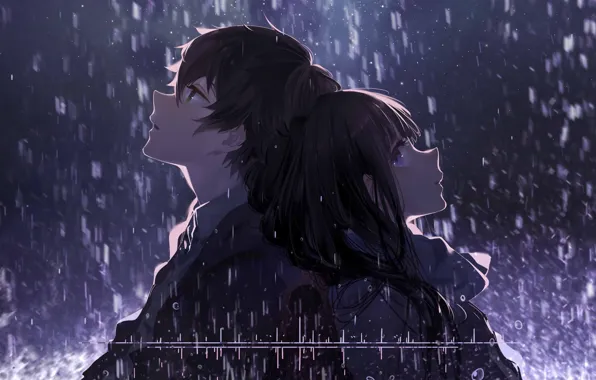 Picture rain, pair, two, Chica