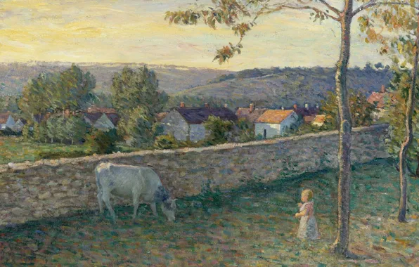 Picture, genre, Henri Lebasque, Henri Lebacq, The child on the Lawn at Pierrefonds