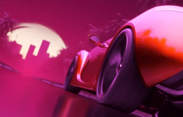 Auto, Machine, Graphics, Art, Electronic, Rendering, Sport Car, Synthpop