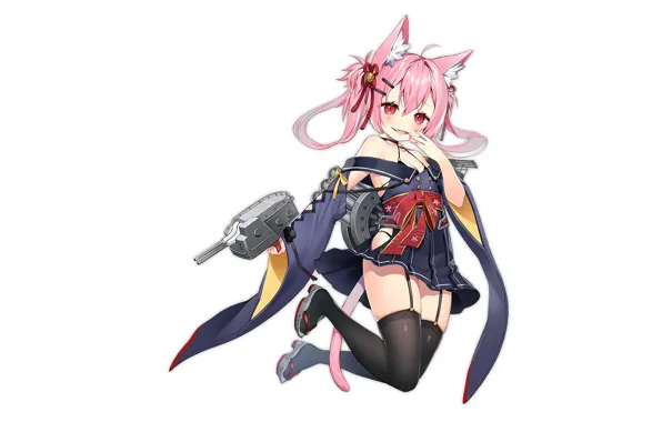 Girl, sexy, cleavage, thighhighs, pink hair, long hair, dress, boobs