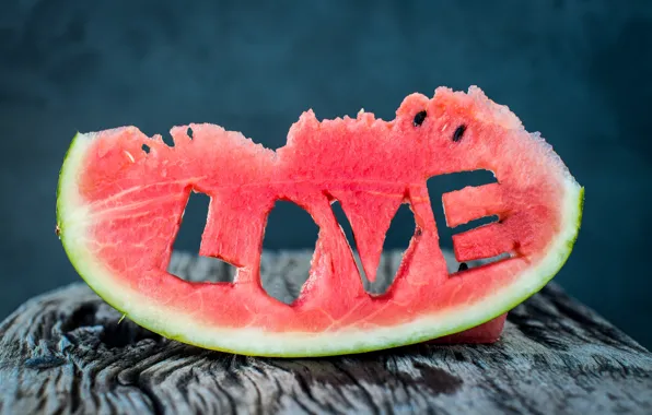 Love, watermelon, slice