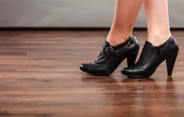 Woman, leather, heels, feet