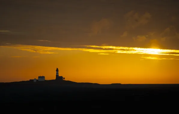 The sky, landscape, sunset, lighthouse
