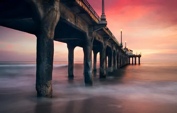 Landscape, bridge, United States, California, Manhattan Beach