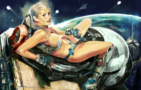 Girl, space, the wheel