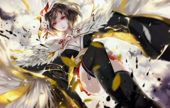 Girl, Angel, Feathers, Onmyouji