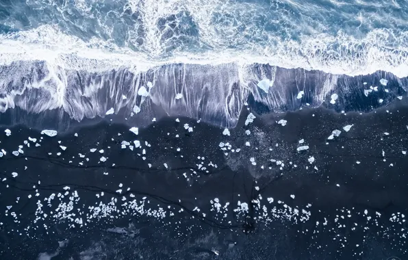 Picture sea, beach, ice, Iceland, the view from the top