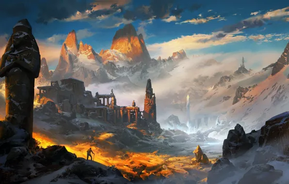 Wallpaper ling xiang, fantasy, mountains, art images for desktop ...