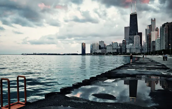 Picture the city, river, skyscrapers, Chicago, Chicago, Illinois