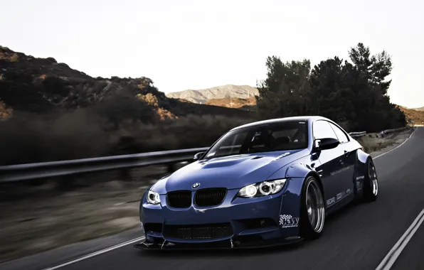 Picture road, blue, bmw, BMW, road, blue, angel eyes, e92