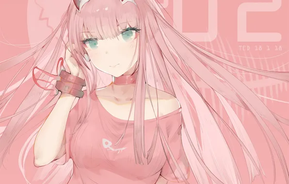 Look, girl, pink hair, Darling In The Frankxx