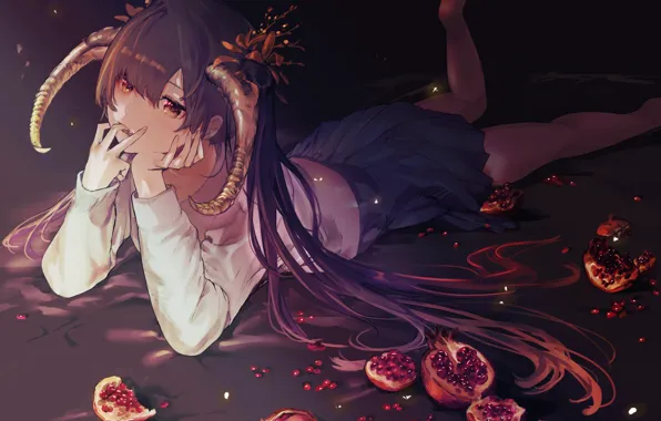 Red eyes, demoness, garnet, in the dark, Horny, a finger to his mouth, by Nik …