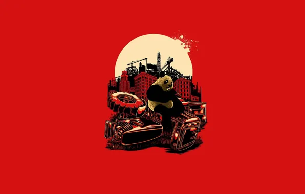The city, bear, Panda, tractor, Hastaning Bagus Penggalih