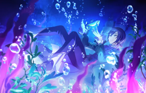 Seahorse, guy, Vocaloid, under water, Shion Kaito, Project Sekai Colorful Stage! feat. Hatsune Miku