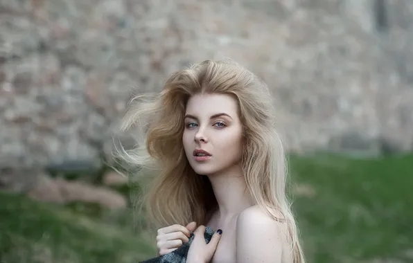 Girl, background, hair, bokeh, blurred