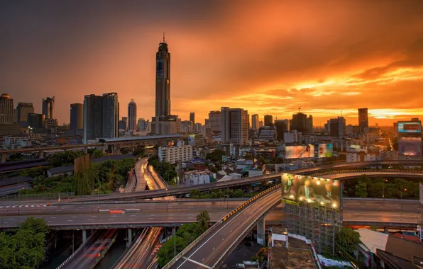 The city, dawn, Thailand, Bangkok