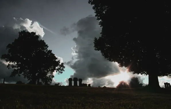 Picture the sky, sunset, cemetery