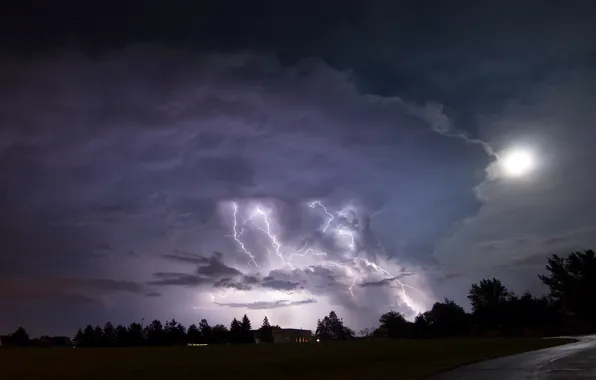 Road, the storm, night