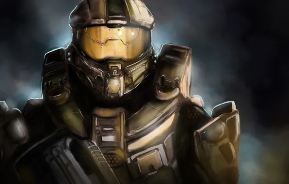 Metal, art, soldiers, helmet, armor, Halo 4