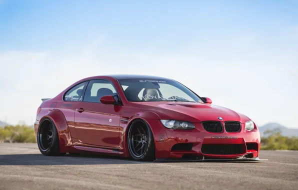 Picture bmw, red, wheels, black, e92, m3