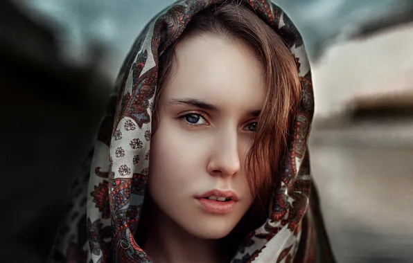 Portrait, Russia, shawl, Lisa, Elizabeth, George Chernyadev, Russian style