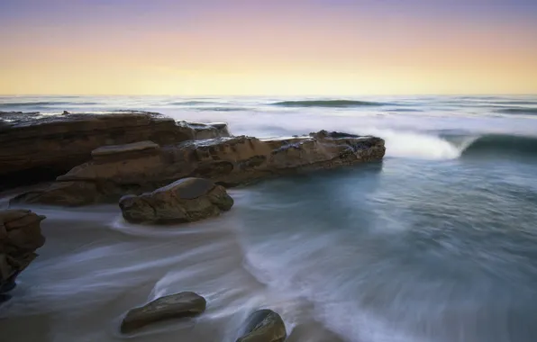 Sea, stones, rocks, stream