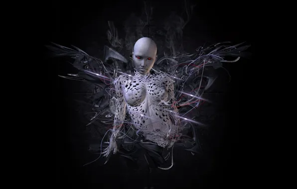 Girl, abstraction, black background