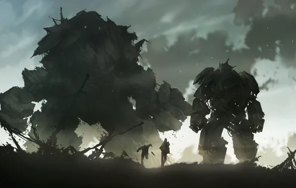 Fiction, figure, robot, destruction, Golem, mech, golem, giants