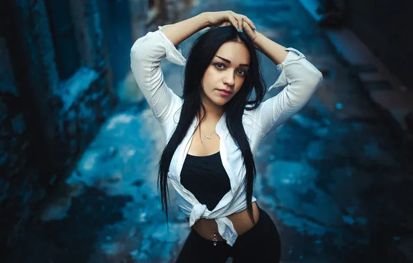 Look, sexy, model, portrait, hands, makeup, Mike, piercing