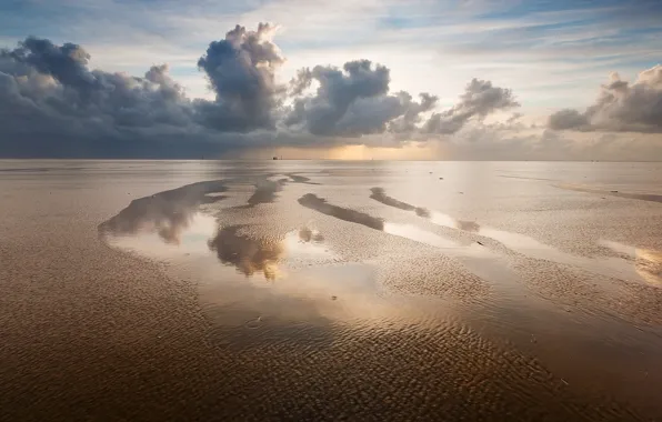 Sea, beach, the sky, clouds