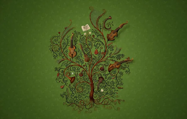 Tree, green background, VLADSTUDIO