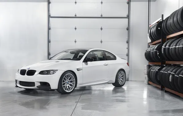 Picture white, tuning, bmw, BMW, tires, Boxing, white, front view